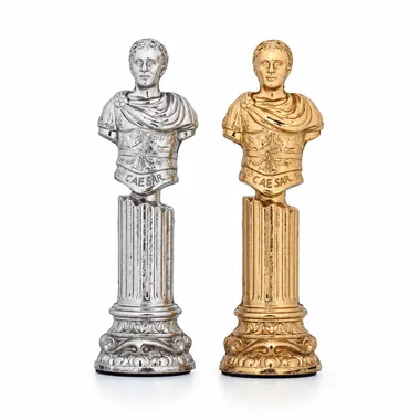 Silver and gold kings on carved Roman columns