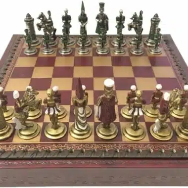 Alternative view of Camelot King Arthur III Set: Faux Leather Chess Board & Hand-Painted Metal Chess Set