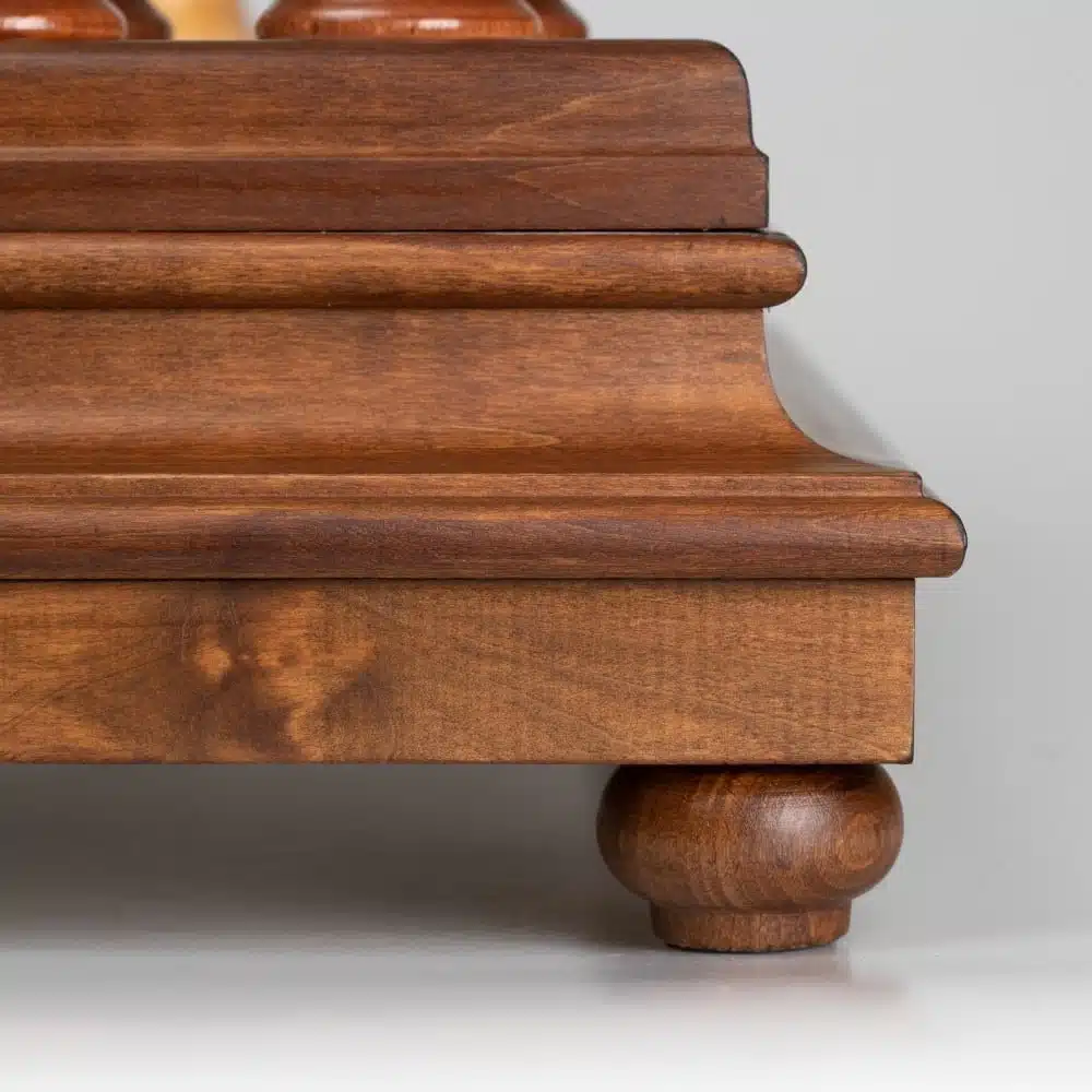 Staunton XL III Chess Set with Wooden Pedestal Chess Board, Tuscan Alabaster Top & Storage Drawer, and Wood and Gold & Silver-Plated Brass Chess Pieces - Image 25