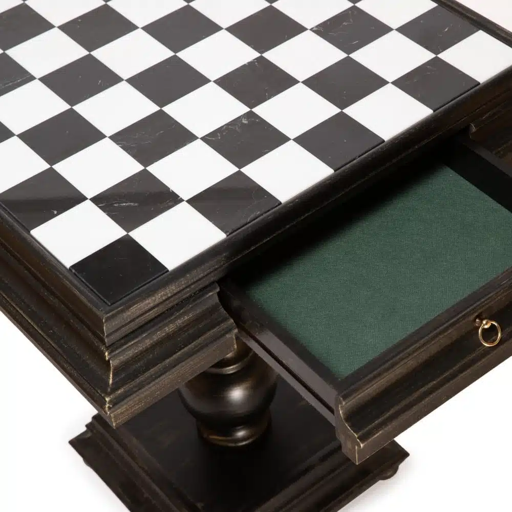 Tilia Chess Table in Lime Wood with Tuscan Alabaster Top - Image 2