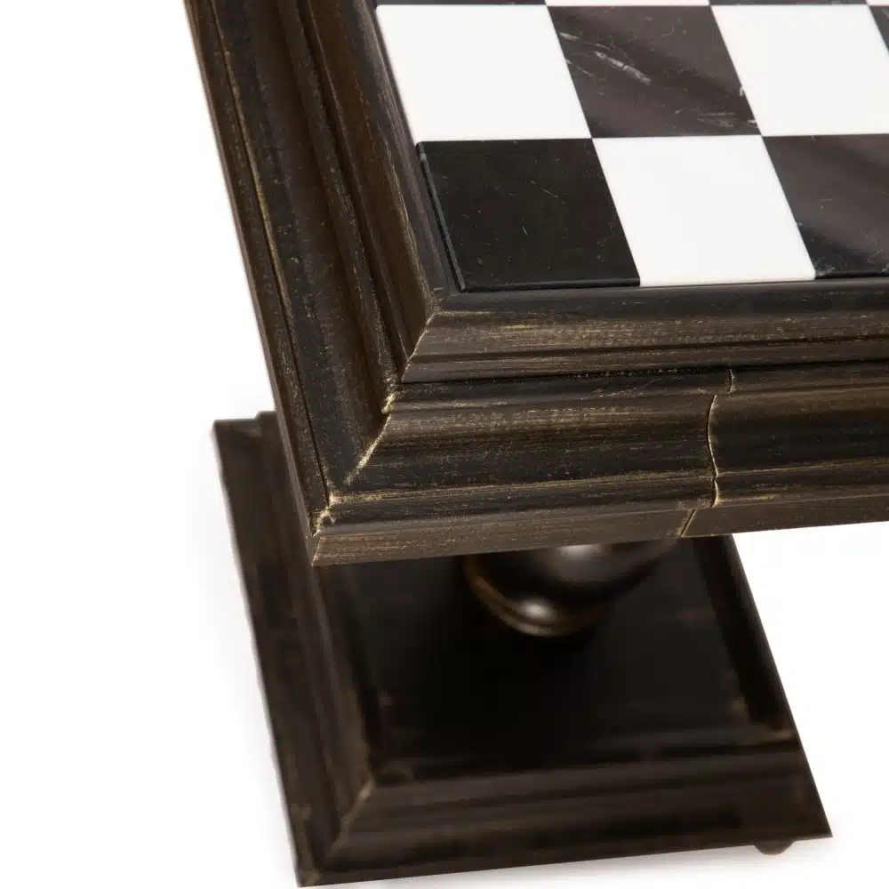 Tilia Chess Table in Lime Wood with Tuscan Alabaster Top - Image 6