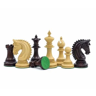 Lemington chess pieces standing with visible green felt base