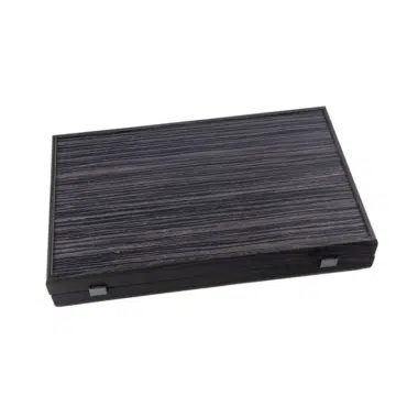 Backgammon set in black and silver oak wood, closed case exterior view