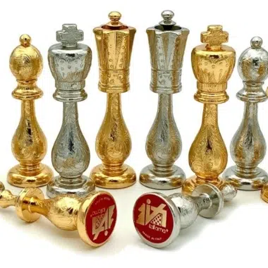Gold and Silver Plated Metal Chess Set Flowered II