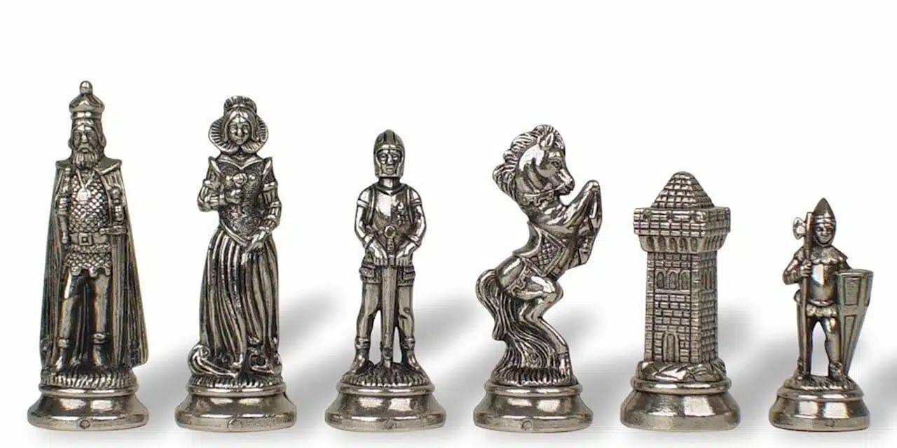 Mary Stuart X Set Dark Wood Chess Board and Metal Chess Set - Image 5