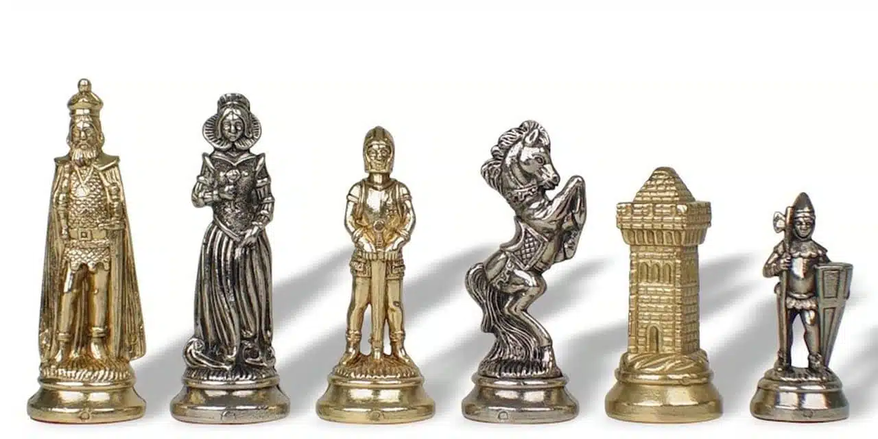 Mary Stuart X Set Dark Wood Chess Board and Metal Chess Set - Image 4