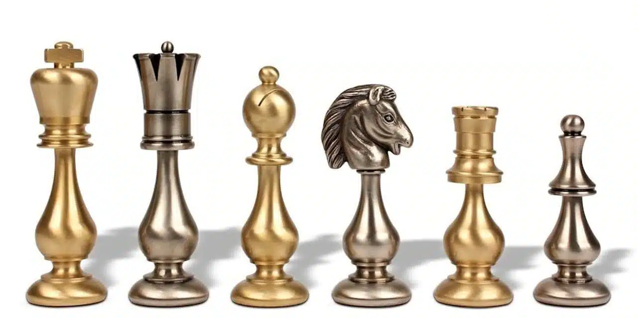 Large Oriental Chess Set in Solid Brass