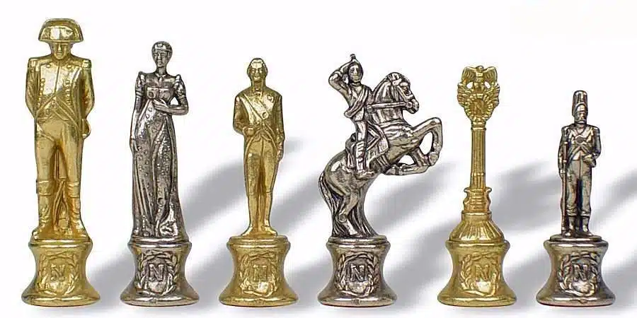 Napoleon Set: Faux Leather Chess Board & Solid Metal Chess Set - Image 7