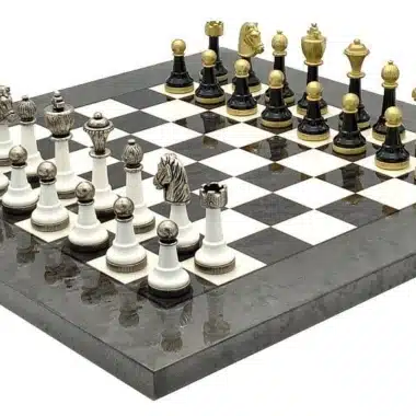 Staunton Design III Chess Set with Maple and Briar Wood Chess Board and Metal and Wood Chess Pieces