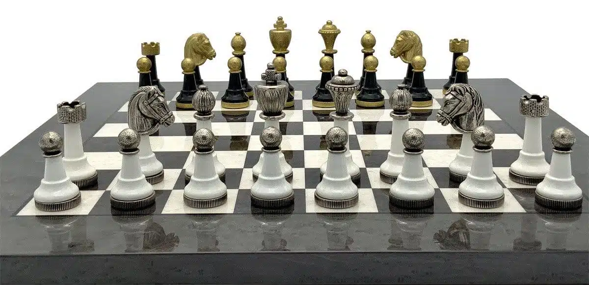 Staunton Design III Chess Set with Maple and Briar Wood Chess Board and Metal and Wood Chess Pieces - Image 2