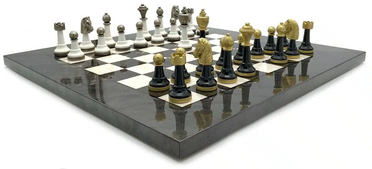 Staunton Design III Chess Set with Maple and Briar Wood Chess Board and Metal and Wood Chess Pieces - Image 3