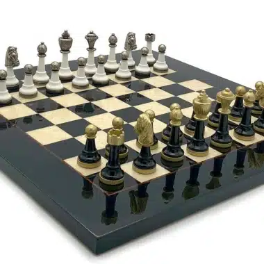 Staunton Design IV Chess Set with Maple Wood Chess Board and Metal and Wood Chess Pieces