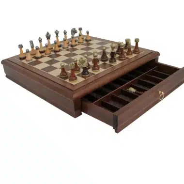 Classic XIV Set - Walnut Wood Chess Board and Wood and Metal Chess Set