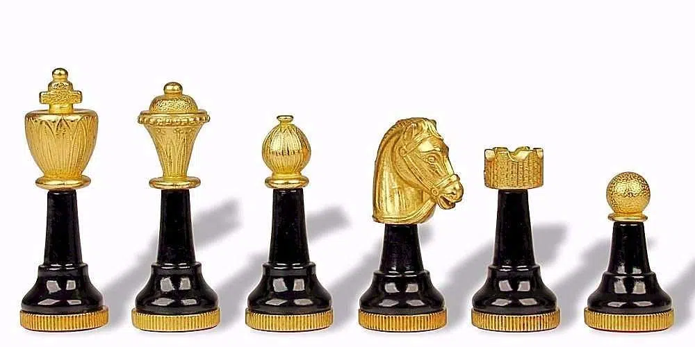 Staunton Design Chess Set – Lacquered Wood Chess Board & Solid Metal Chess Pieces in Black and White Lacquer - Image 3