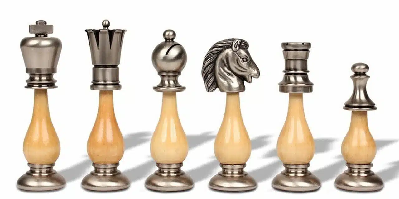 Oriental Elm Set – Standing Chess Board in Elm Wood with Storage Drawer & Chess Set in Solid Wood and Brass - Image 12