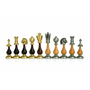 "Giant Oriental Premium" Chess Set in Wood and Solid Brass