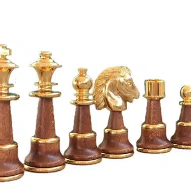 XL Staunton Wooden Chess Set with Gold and Silver-Plated Brass