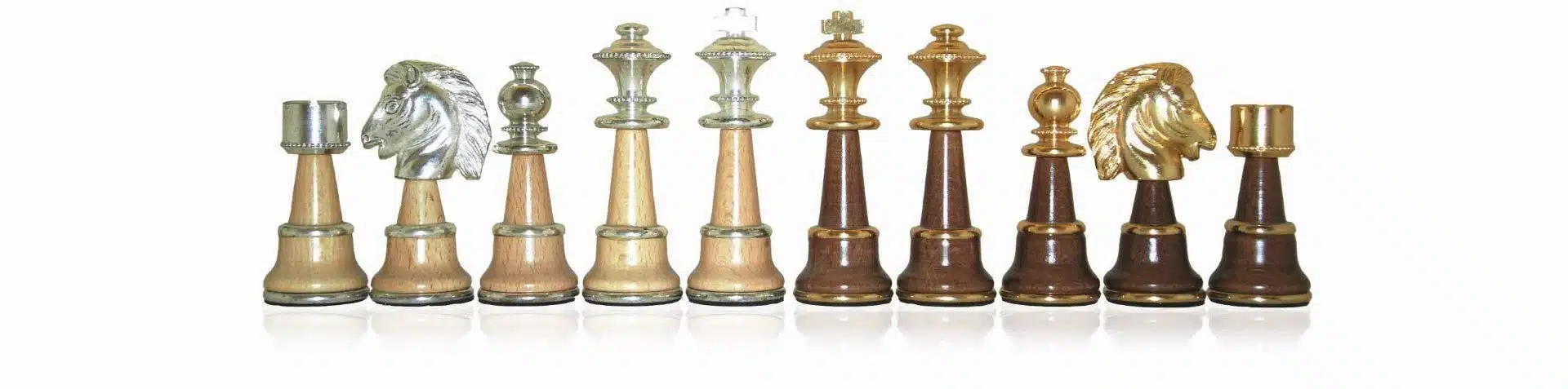 XL Staunton Wooden Chess Set with Gold and Silver-Plated Brass - Image 3