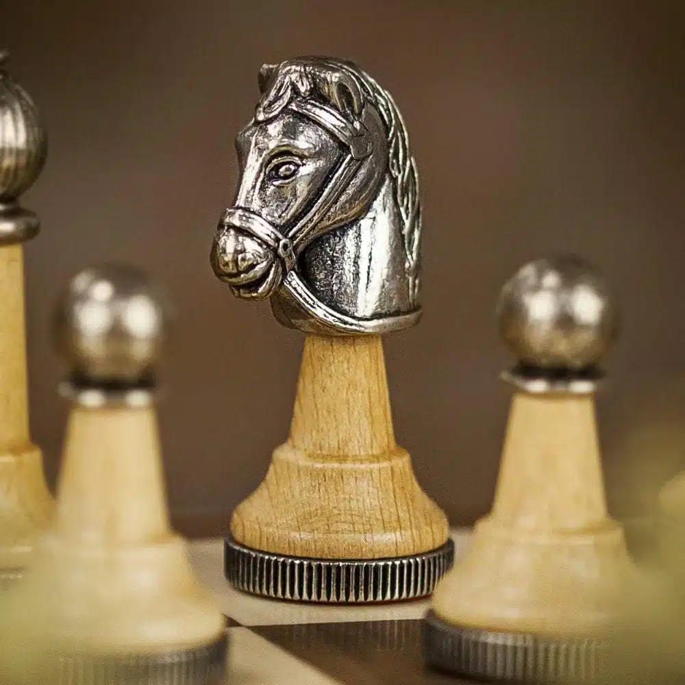 Classic II Chess Set in Solid Wood and Metal - Image 8