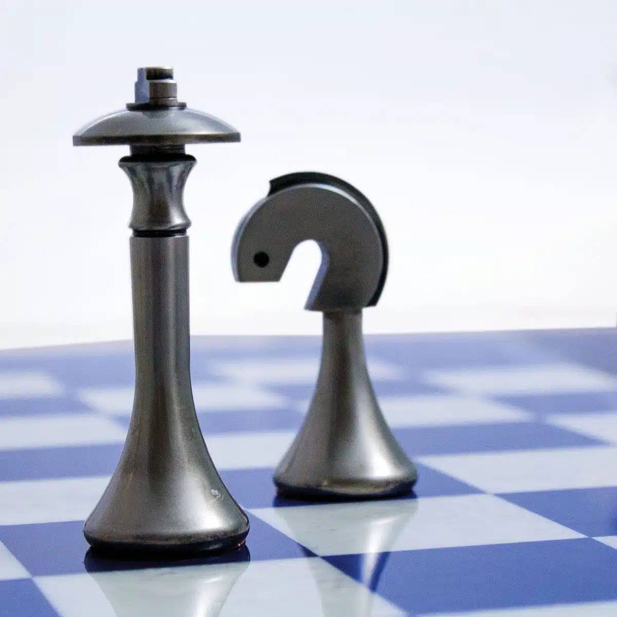 Contemporary Blue Set – Maple Wood Chess Board & Solid Brass Chess Set - Image 8