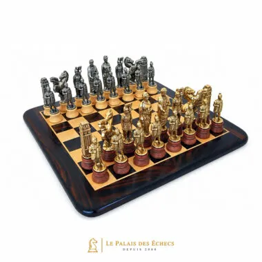 "Caesar" Set Rounded Rosewood and Matte Maple Chess Board & Wood and Metal Chess Set