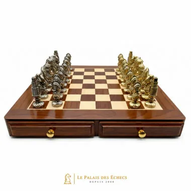Medieval IV set with maple chess board and gold and silver metal pieces