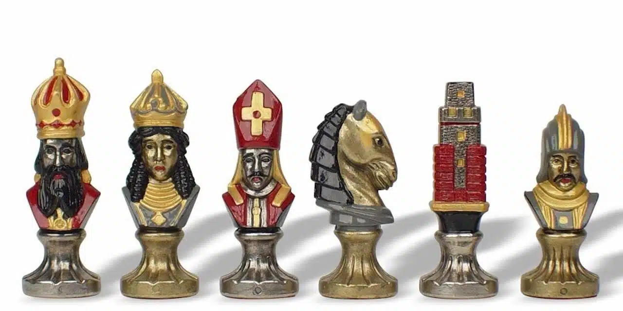 Hand-Painted Medieval II Metal Chess Set