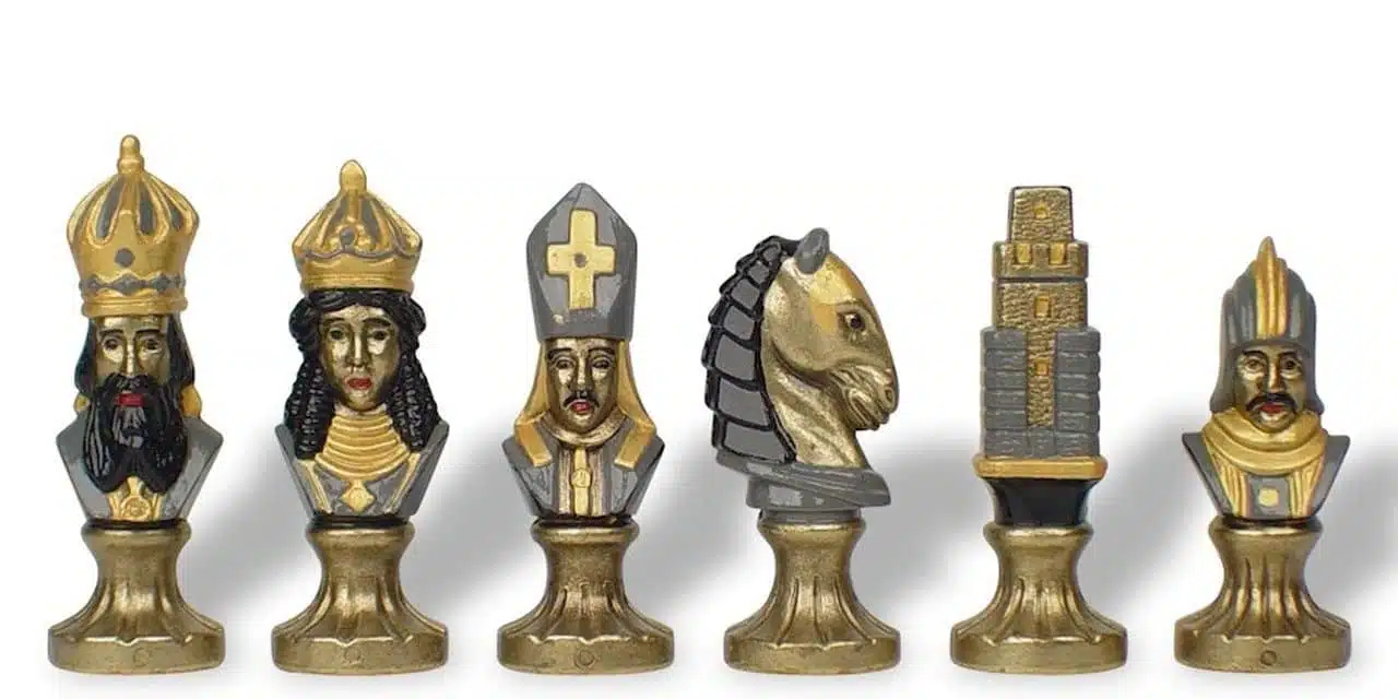 Hand-Painted Medieval II Metal Chess Set - Image 3