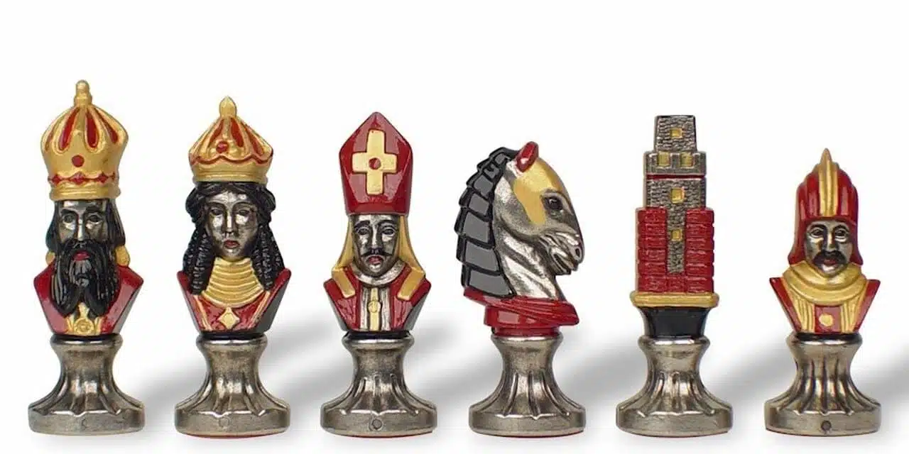 Hand-Painted Medieval II Metal Chess Set - Image 2