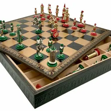 Alternative view of Camelot King Arthur IX Chess Set with Faux Leather Chess Board & Hand-Painted Metal Chess Pieces