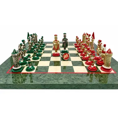 Engraved Camelot King Arthur kings facing each other at board centre