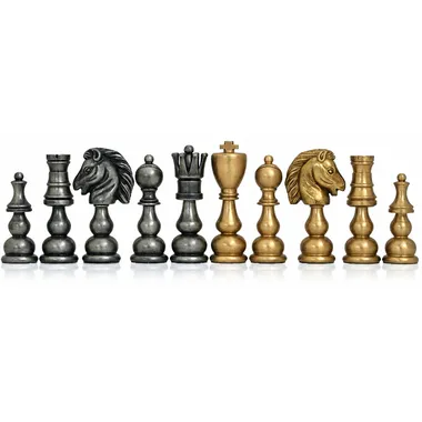 Chess pieces « Oriental XL » in solid gold and silver-tone brass