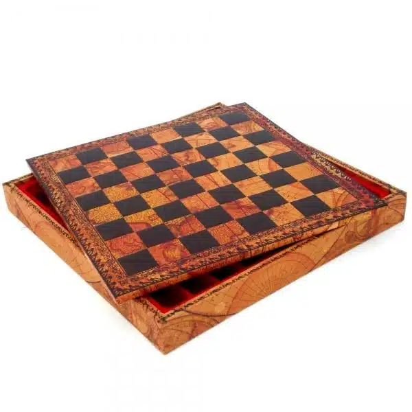 Roman Busts Chess Set with Faux Leather Chess Board & Solid Wood and Metal Chess Pieces - Image 4