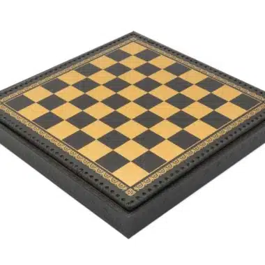 Black Faux Leather Chess Board with Storage Compartment
