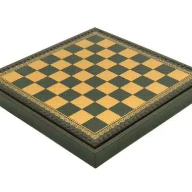 Green Faux Leather Chess Board with Storage Compartment