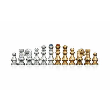 Chess Set in Solid Brass Gold and Silver Plated "French"