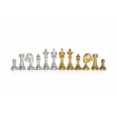 Chess Set in Solid Brass Gold and Silver Plated "Staunton"