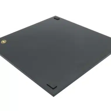 Underside of the lacquered chess board showing the protective pads