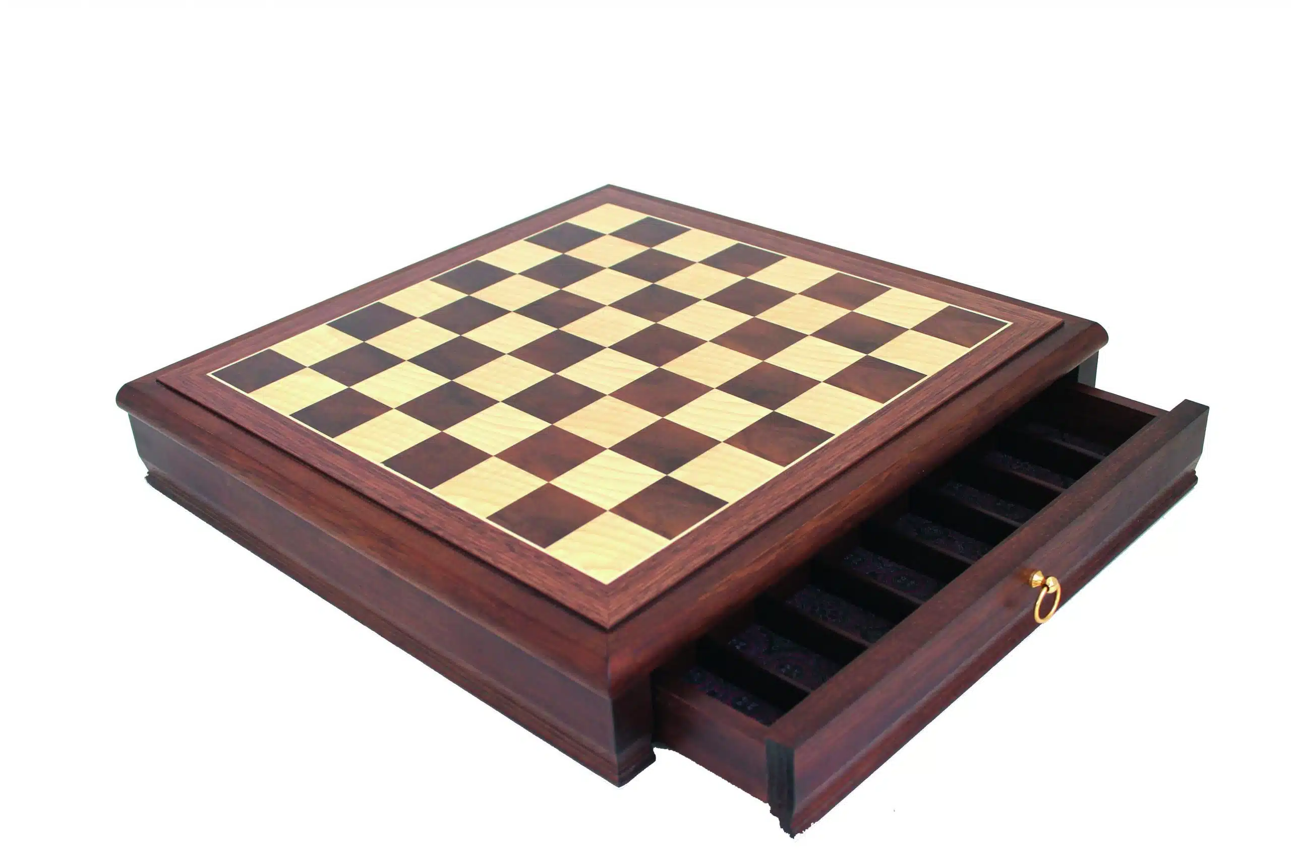 "Tilleul Small" Set - Walnut Wood Chess Board with Storage Drawer & Wooden Staunton Chess Set - Image 4