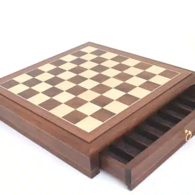 Walnut Wood Chess Board with Storage Drawer