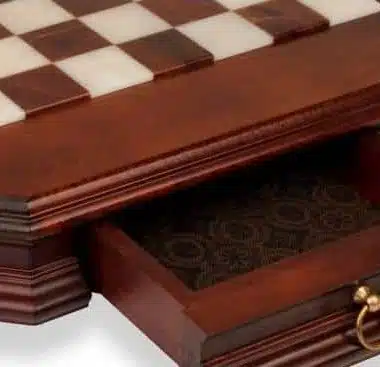 Close-up of the storage drawer and Tuscan alabaster board