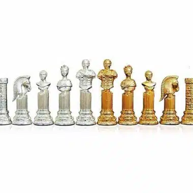 Jeu d'Echecs en Métal Plaqué Or et Argent 