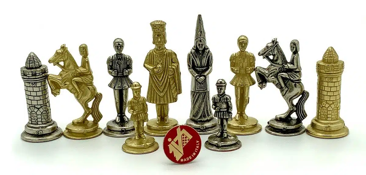 Camelot King Arthur VI Chess Set with Elm and Burr Wood Chess Board and Metal Chess Pieces - Image 4