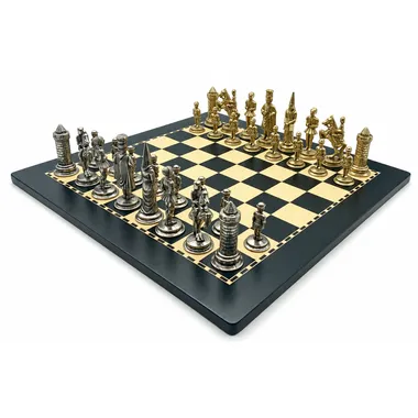 Camelot King Arthur XI set, overall view on wooden chess board