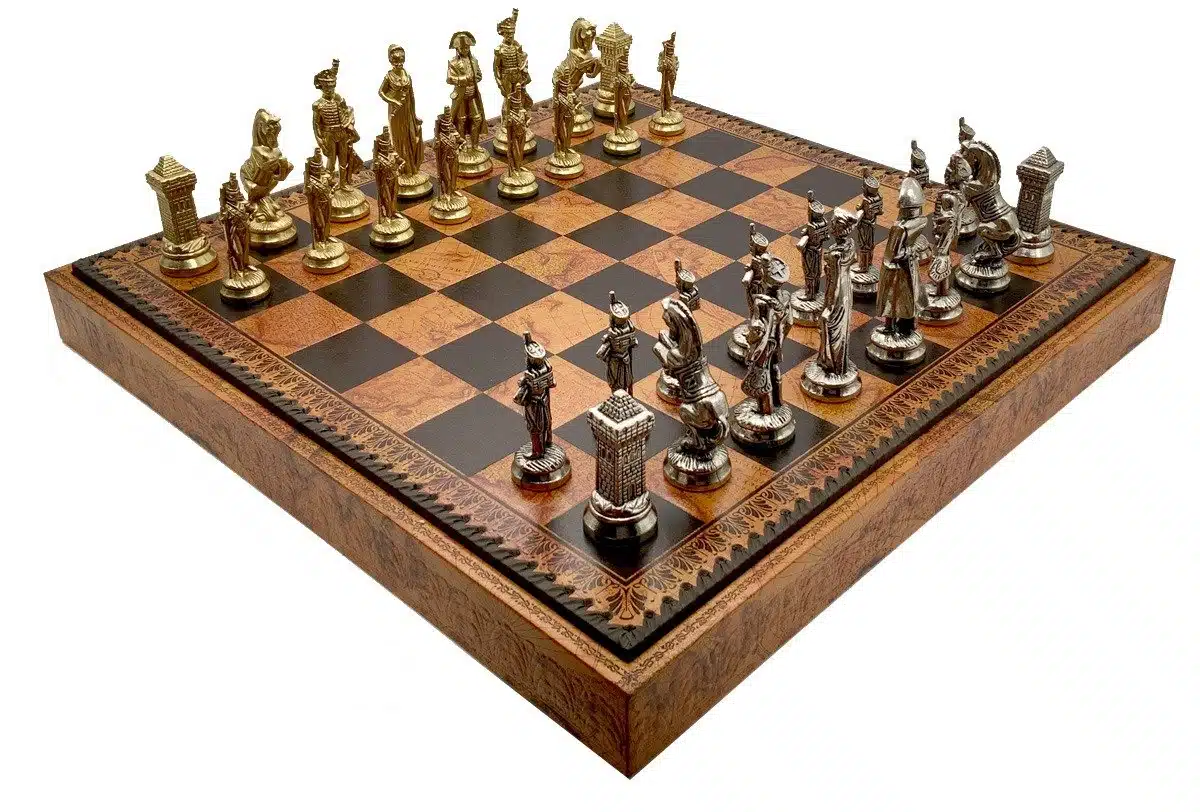 Grand Napoleon II Chess Set with Storage Chess Board and Metal Chess Pieces