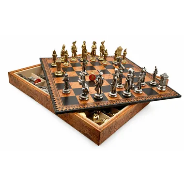 Grand Napoléon II chess board open showing the integrated storage box