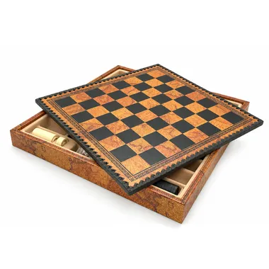 Ancien Monde faux-leather chess board with open storage box