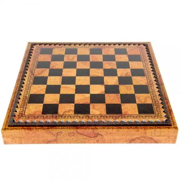 Roman Busts Chess Set with Faux Leather Chess Board & Solid Wood and Metal Chess Pieces - Image 3