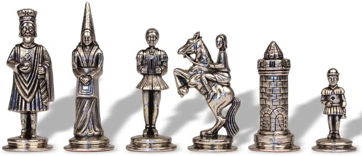Camelot King Arthur VI Chess Set with Elm and Burr Wood Chess Board and Metal Chess Pieces - Image 6