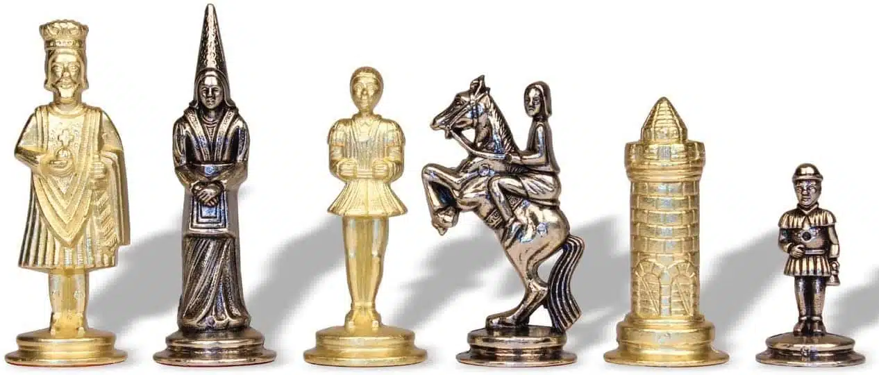 Camelot King Arthur VI Chess Set with Elm and Burr Wood Chess Board and Metal Chess Pieces - Image 5